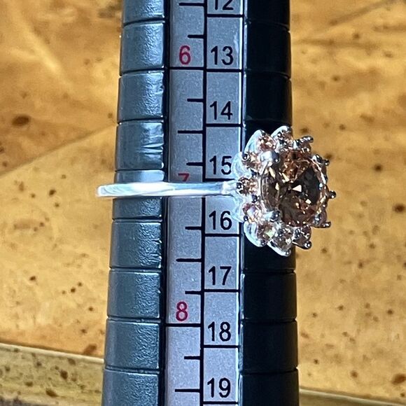Simulated Champagne Diamond Sterling Silver Ring Size 7 - Picture 7 of 8